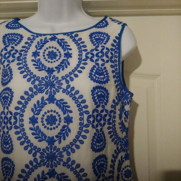 Jude Connally Sleeveless Embroidered Classic Preppy Career Shift Dress S Floral - Picture 4 of 9